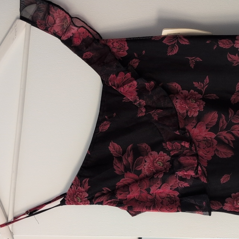 Floral Black and Red Women's Dress - Picture 8 of 10